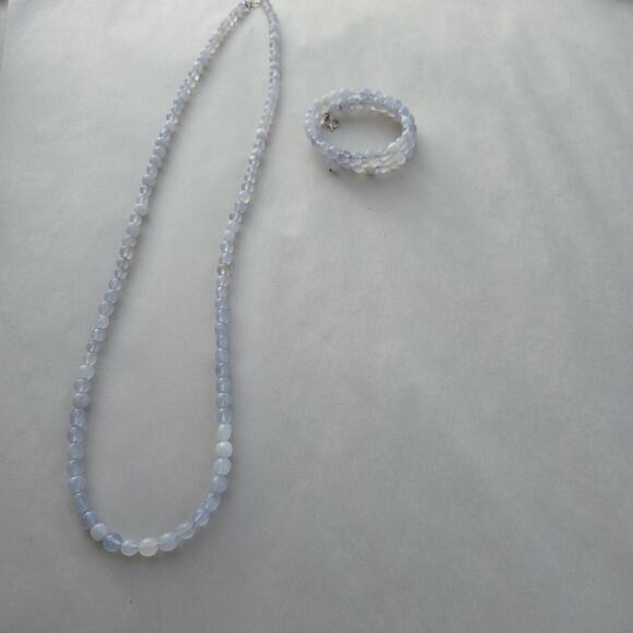 Jay King Blue chalcedony Stone Set Bracelet & Necklace 34" New Blue - Picture 11 of 12